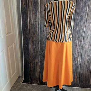 Multi orange colored sweater and skirt set